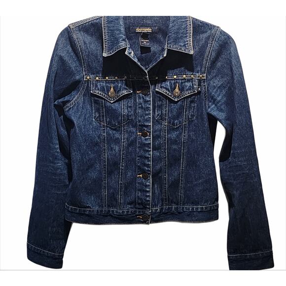 Faith Can Move Mountains Custom Floral Upcycled Denim Jacket W/Stud Details, L - Picture 4 of 7